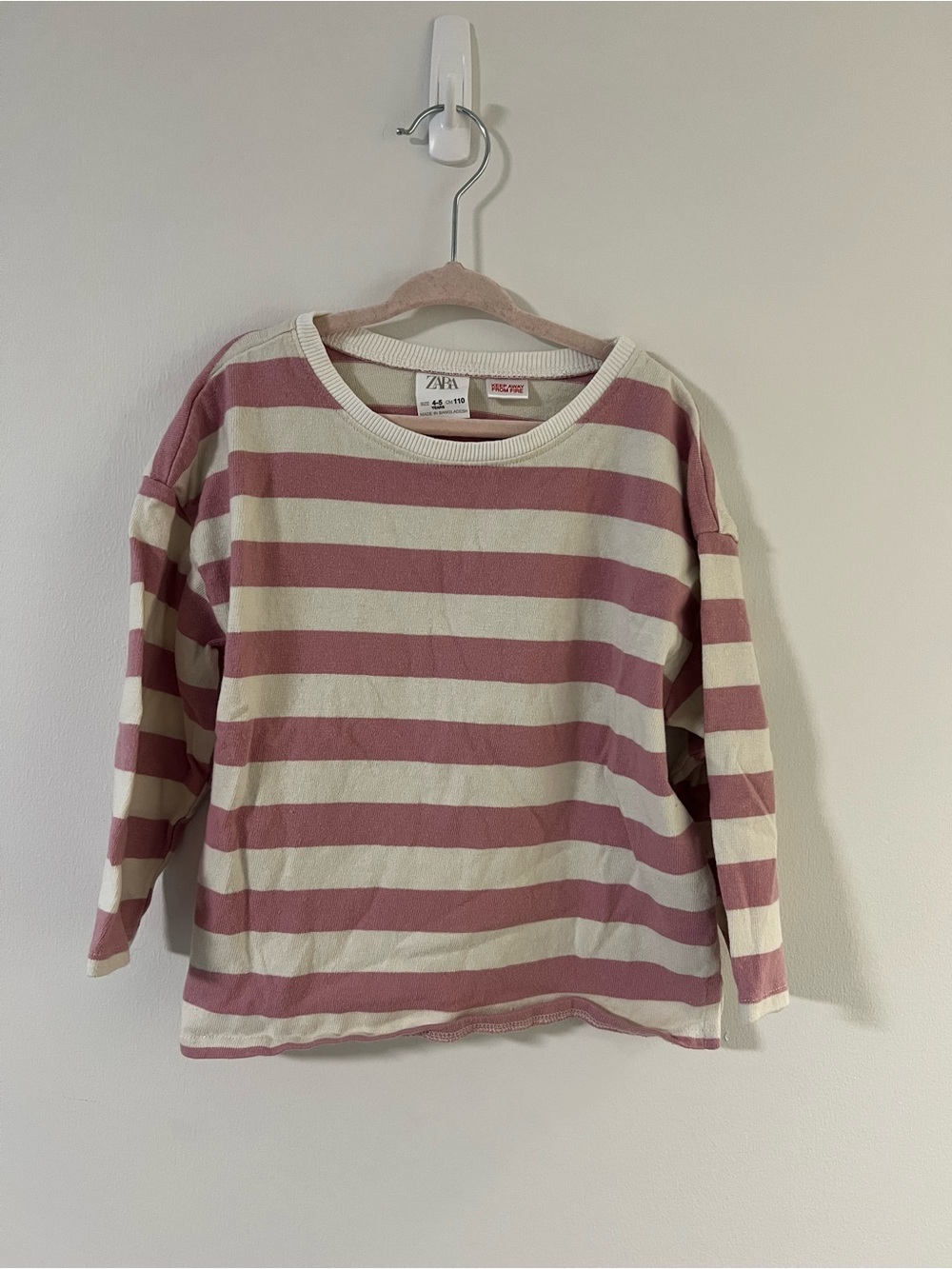 Zara Pink & White Striped Crewneck